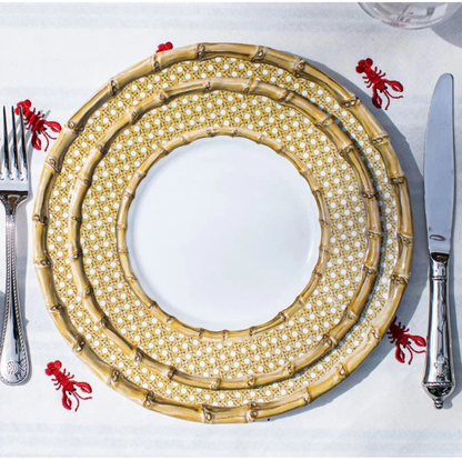 Caning-Pattern Dinner Plate with Natural Border Detail